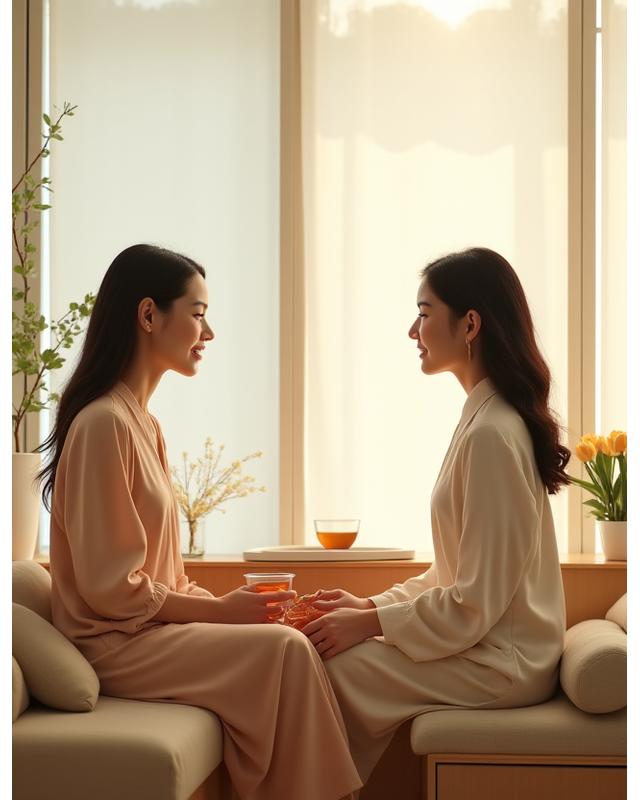 편안한 공간에서 고객과 상담하는 웰니스 전문가