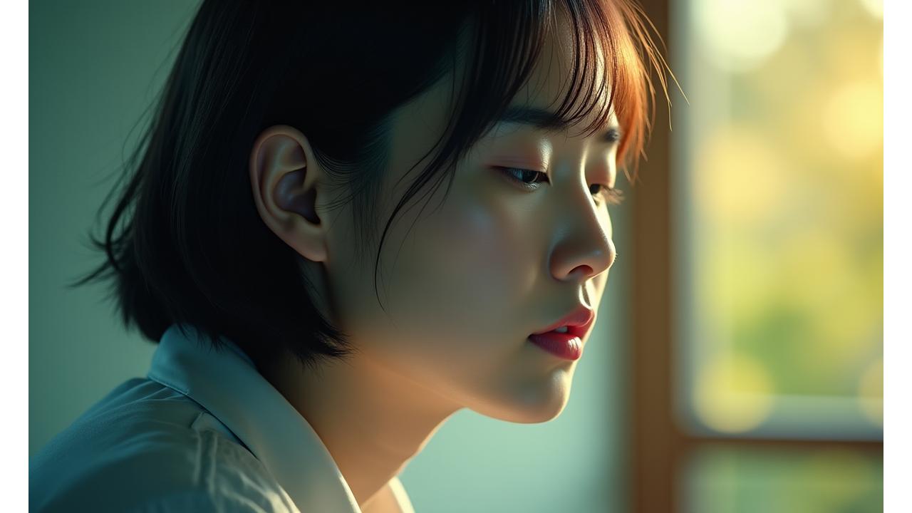 스마트폰 사용에 지치고 뇌가 과부하된 현대인의 모습에서 벗어나 자연 속에서 평온을 되찾아가는 과정