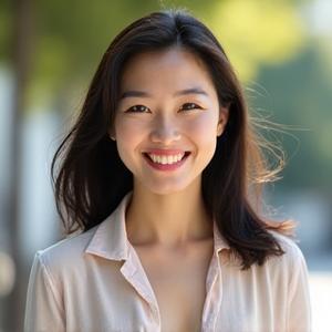 자신감 넘치는 미소를 짓는 40대 직장 여성